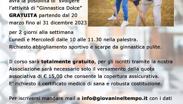 Ginnastica dolce over 65 – GRATUITA
