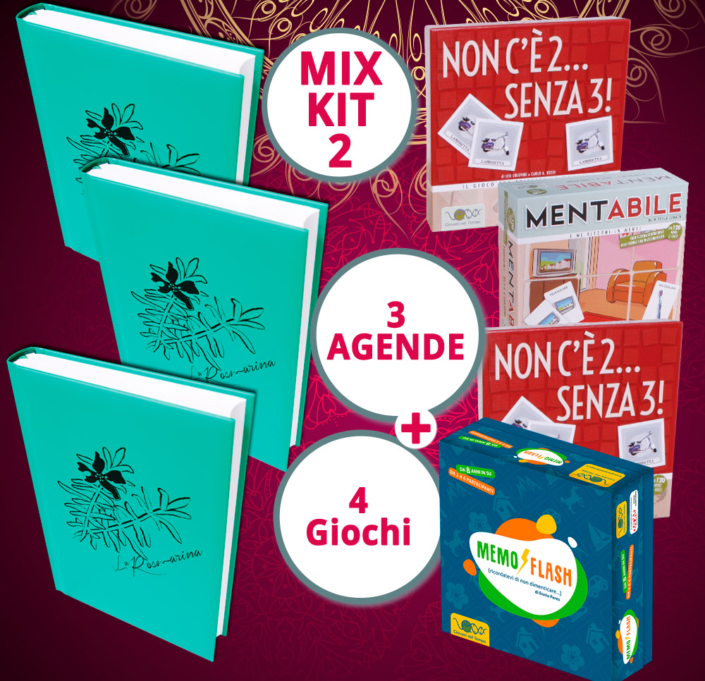 mix kit di giochi 4 giochi e 3 agende la rosmarina